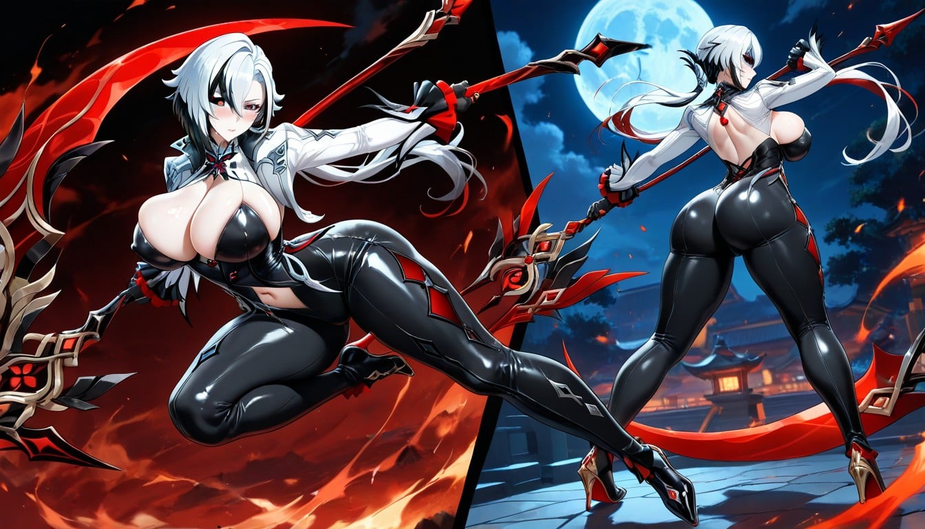 Swinging A Scythe, Thick Body, Blushing Cheeks Porno IA Hentai