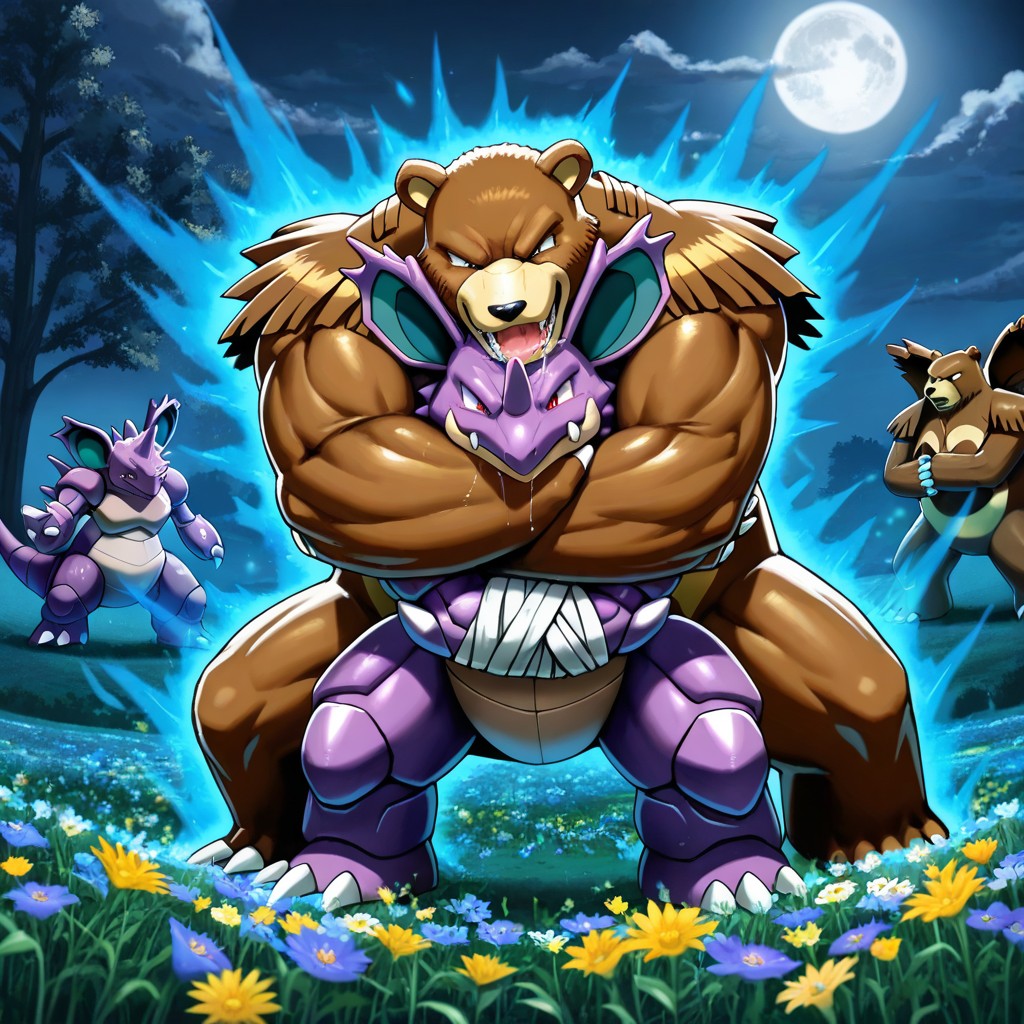 Detailed Fur Texture On Ursaring, Impact Visible, Battlefield Dirt Clouds Hentai IA