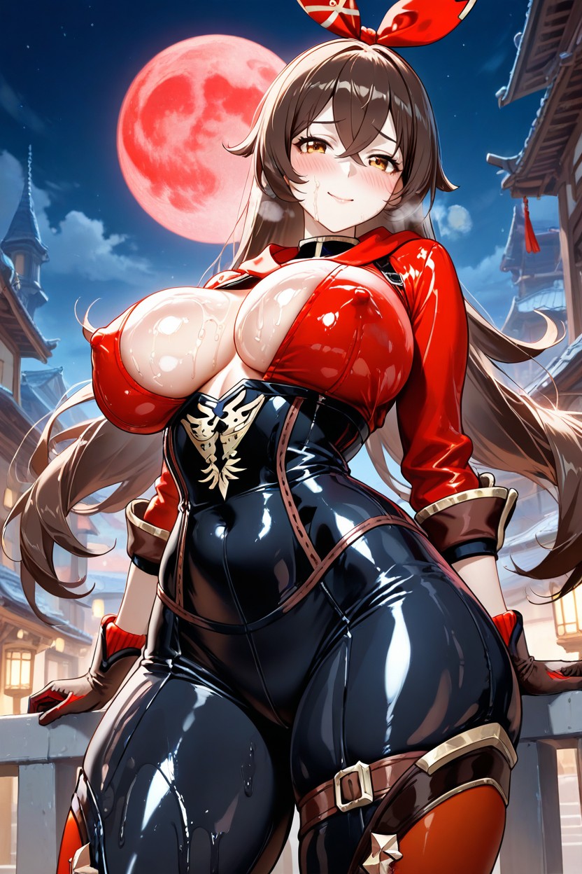 Oiled Skin, Looking At Viewer, Wide Hips Hentai AI Porn