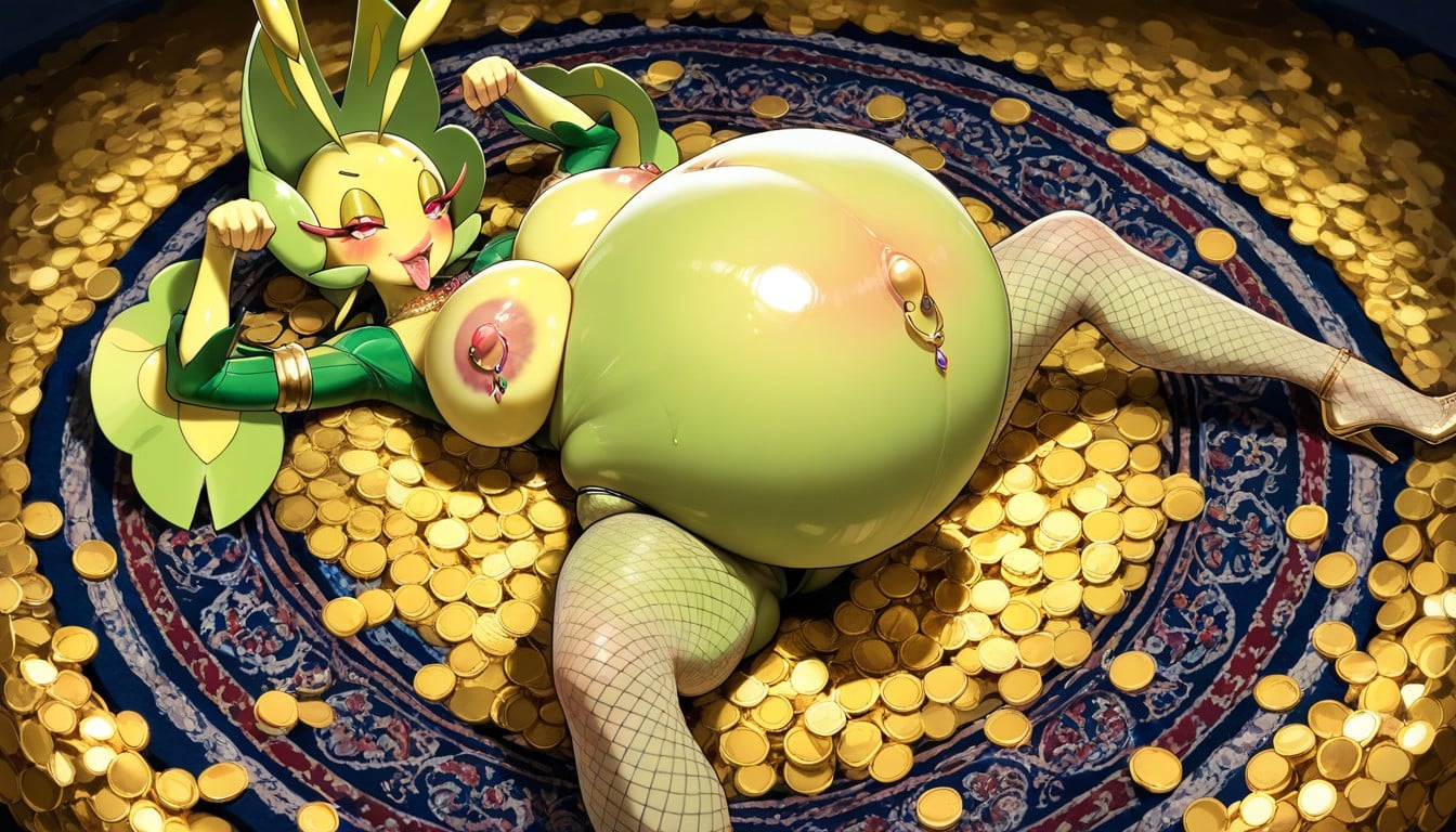 Puffy Bimbo Lips, High Angle, Golden Armlets Hentai AI Porn