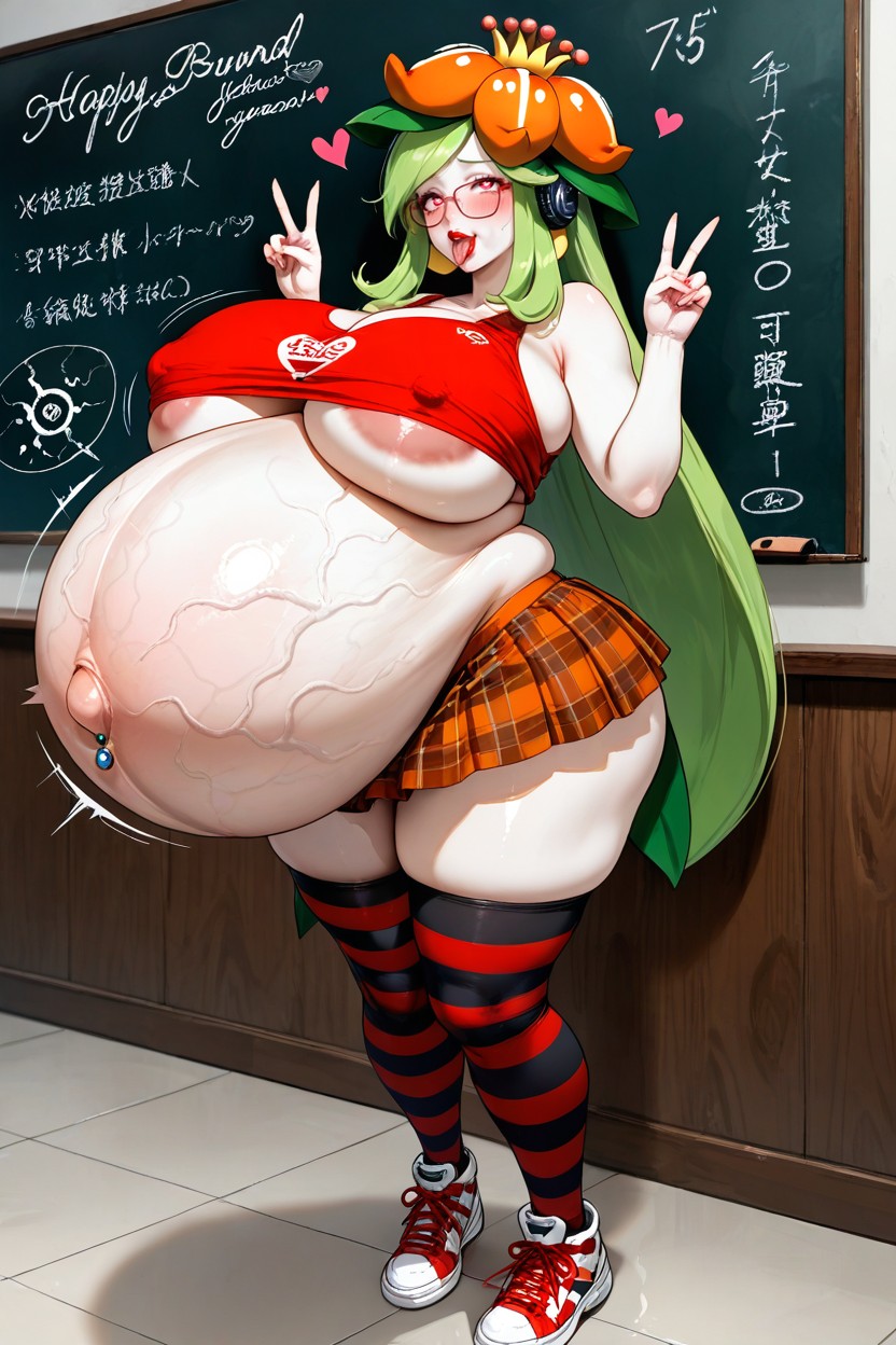 Lilligant Pokemon, Peace Sign, Perfect Round Fake Boobs Hentai AI Porn