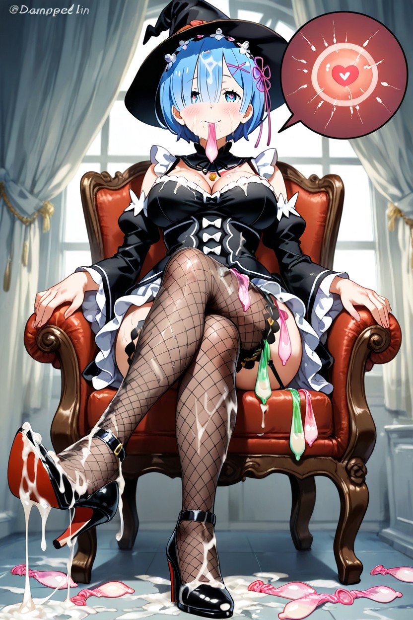 Heel Raised, Cum On Clothes Huge Amount Of Cum, Skinny Hentai AI Porn