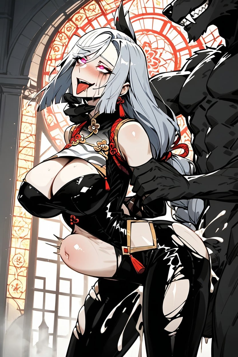 Heart Eyes, Arms Restrained Behind Back, Extreme Ahegao Face Hentai AI Porn