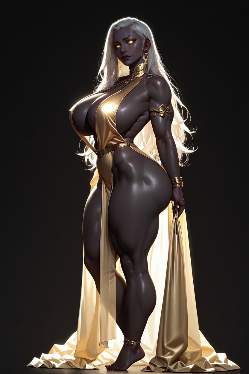 Fit, Eyes Wide Open, White Hair AI Porn