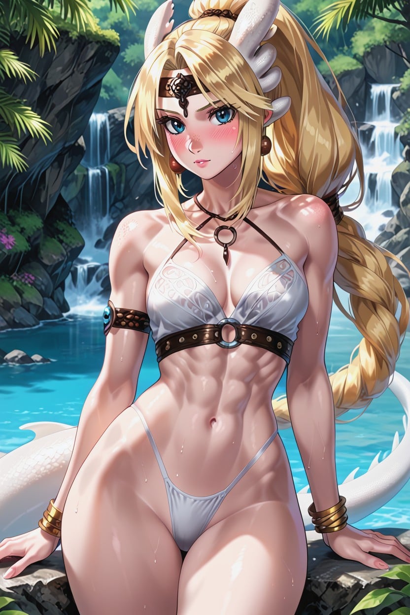 Small Breasts, Hybrid Of Dragon And Astrid, Dragon Horns Furry AI Porn