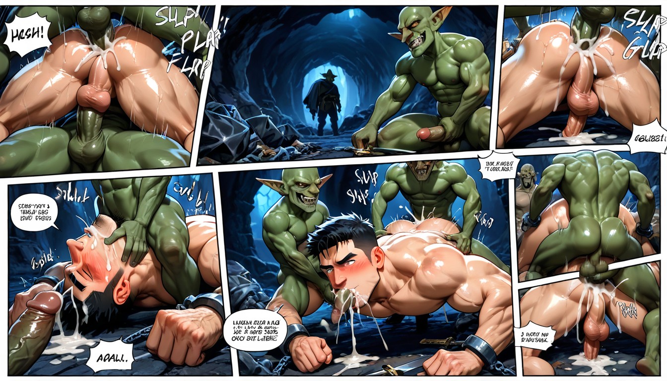 Close Up, Speech Bubbles, Gangbang AI Gay Porn