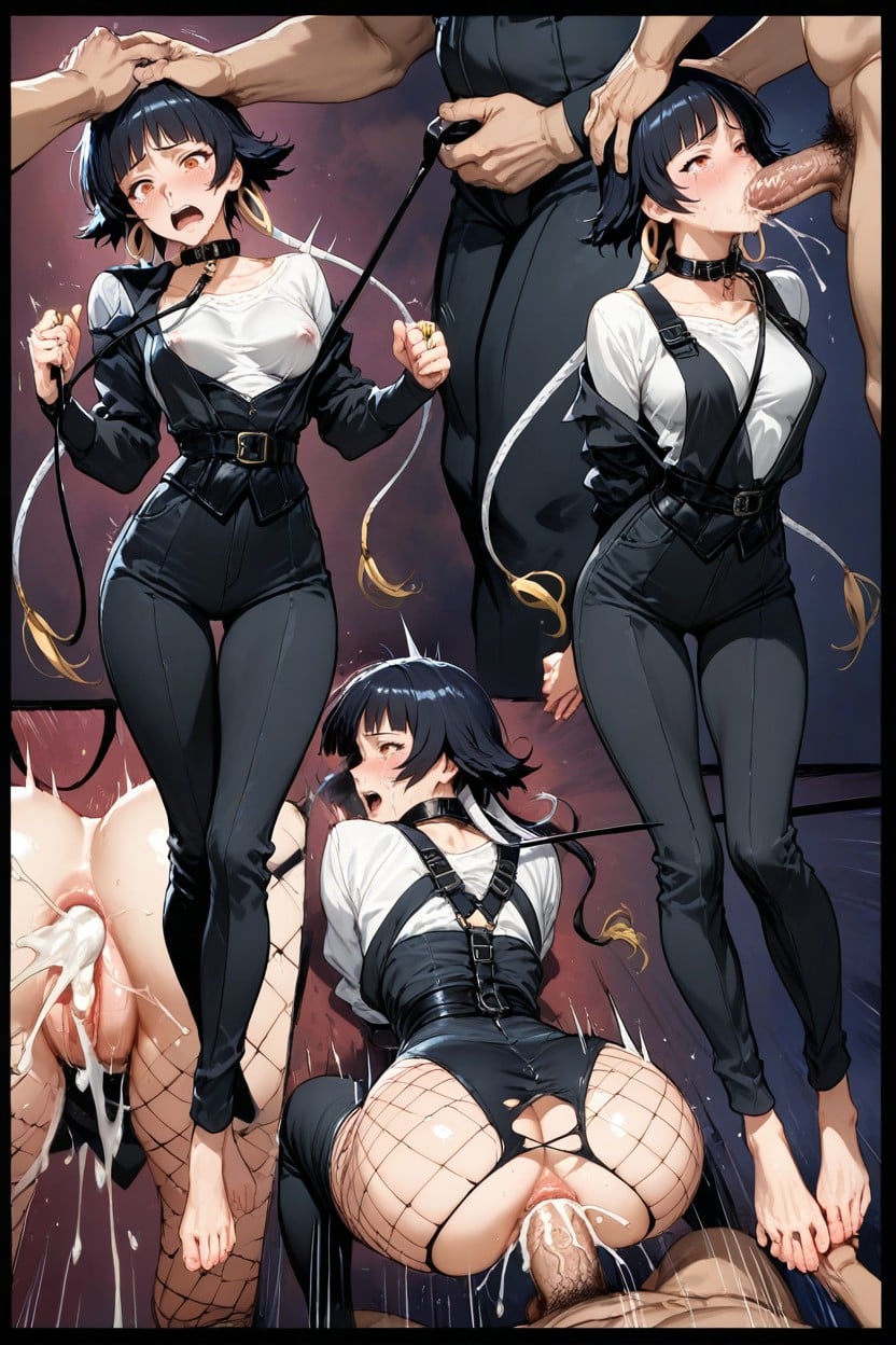 Golden Rings, Large Thigh Gap, Non-geometrical Panels With Medium Black Borders Hentai AI Porn