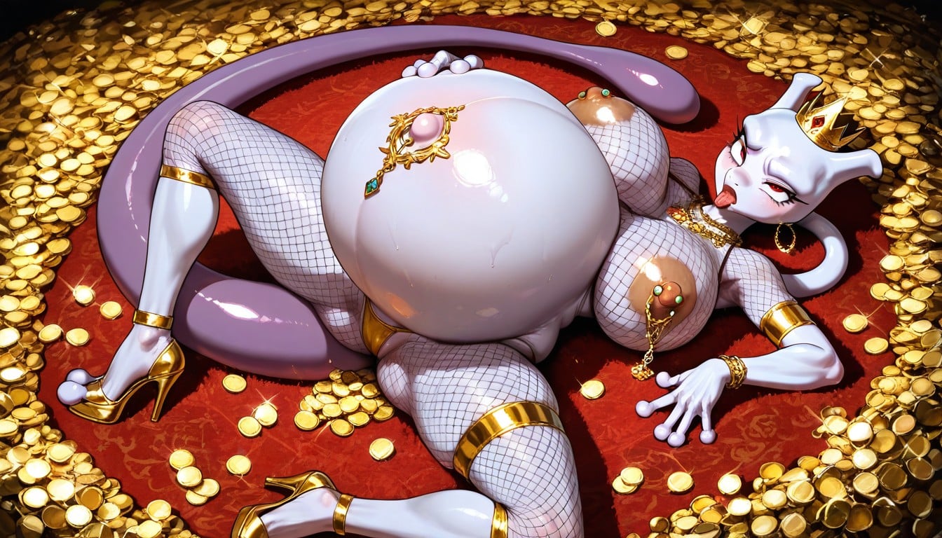 Thong, Perfect Round Firm Boobs, Large Pile Of Gold Hentai AI Porn