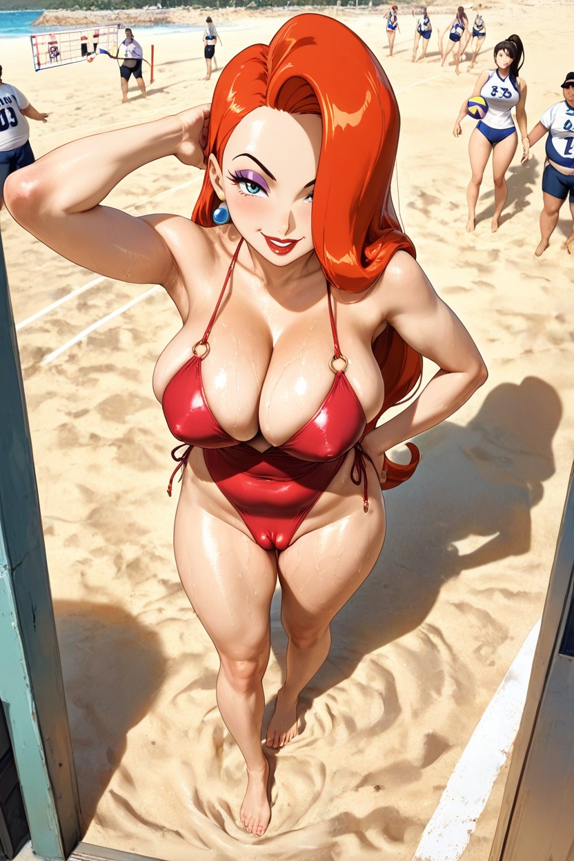 Sporty Clothes, Extremely Long Legs, Big Smile Hentai AI Porn