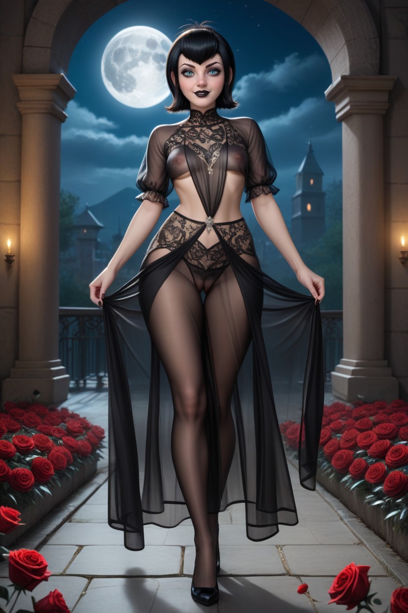 Cosplay, Distant Full Moon, Photorealistic Hentai AI Porn