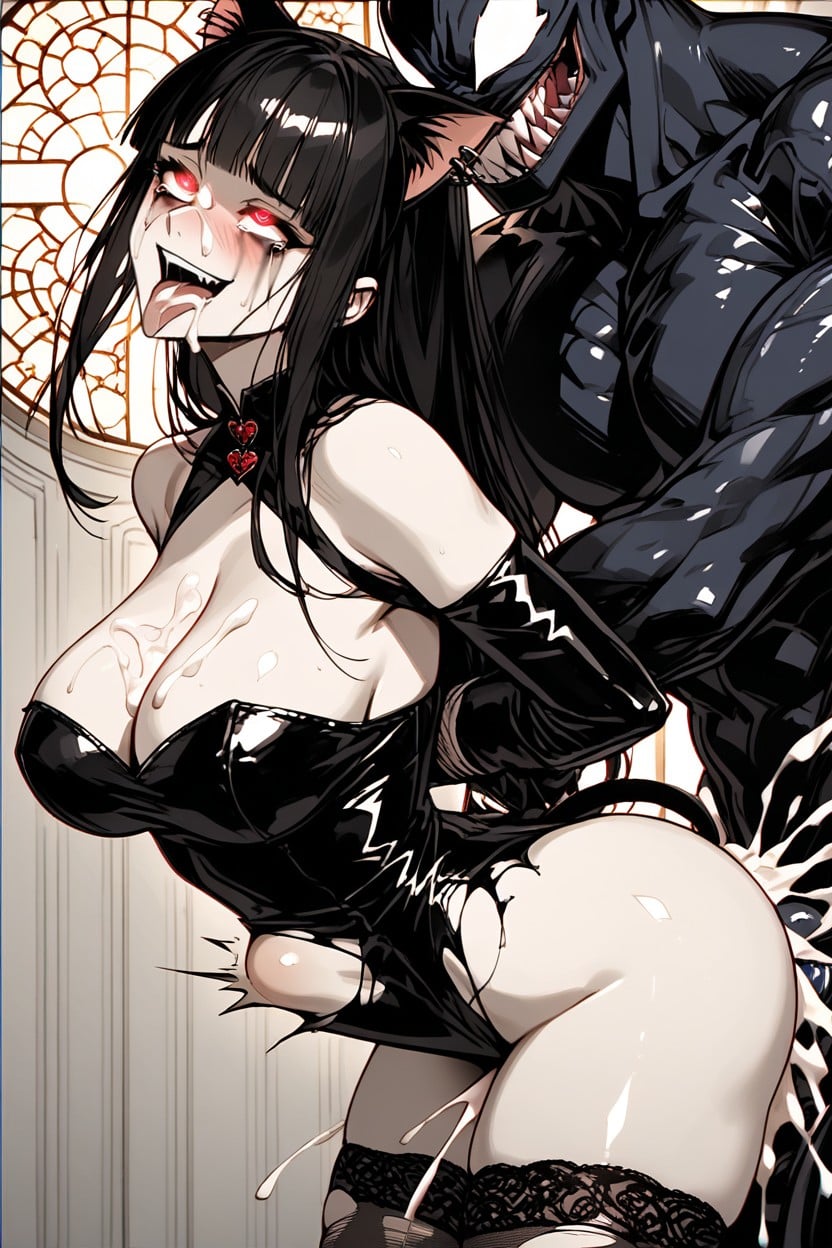Mischievous Expression, Ripped Clothing, Strapless Top Hentai AI Porn