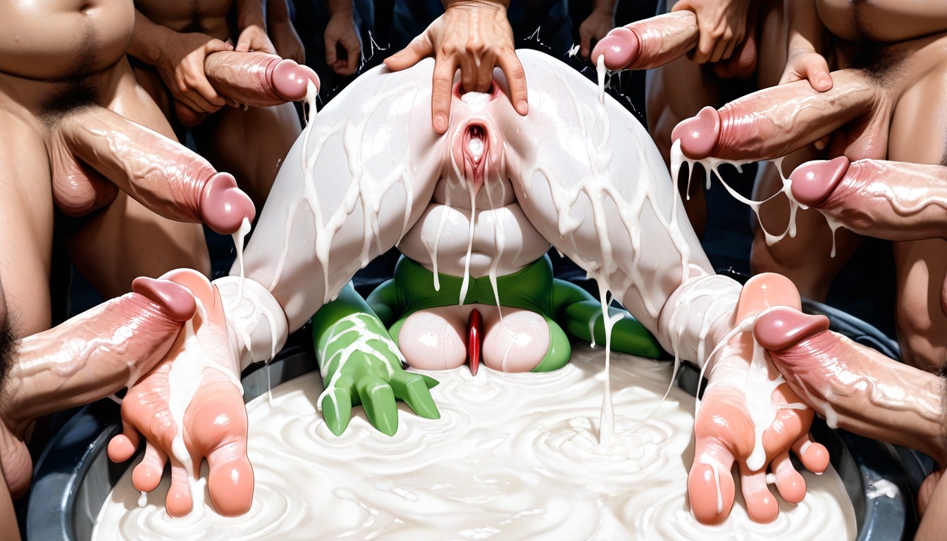 Extreme Bukkake, In Heat, Cocks Pressed Against Toes Hentai AI Porn