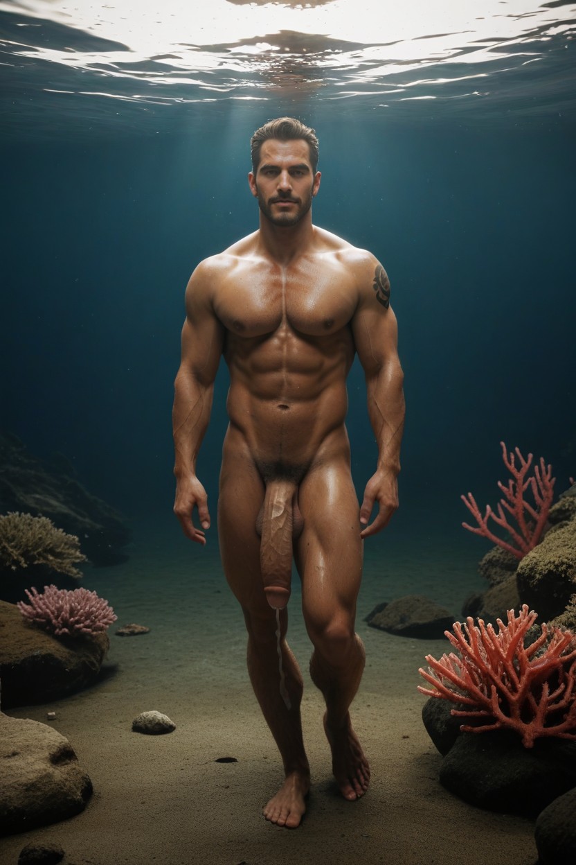 Marine, Yeux Marrons, Musclé Porno IA Gay