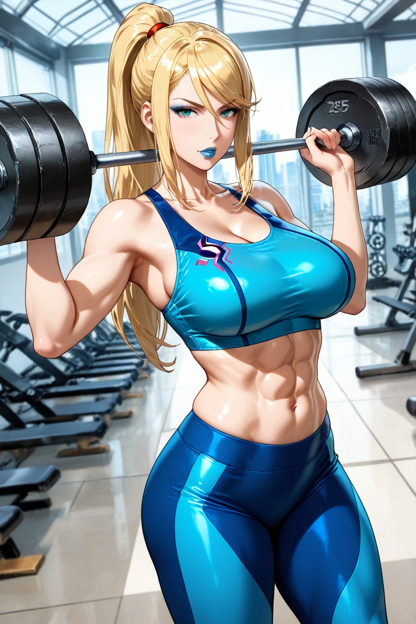 Ponytail, Fit Woman, Solo AI Porn