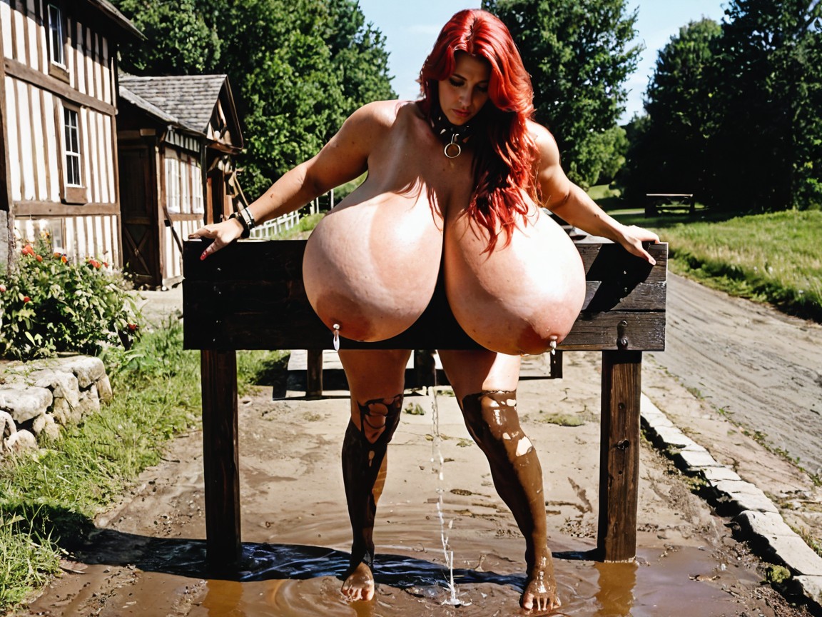 Shackled Feet, Huge Brown Raw Wooden Dildo Inserted, Harem AI Porn