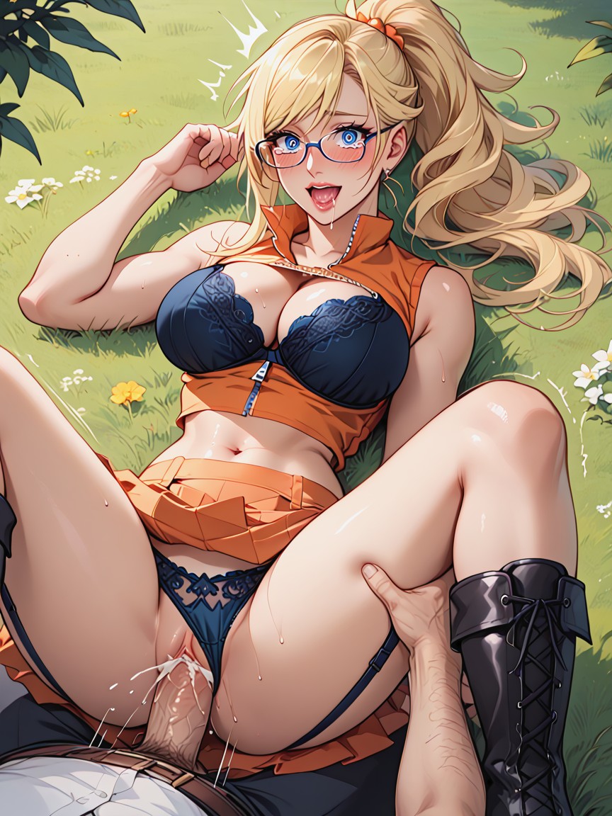 Gloves, Folded Ponytail, Blue Eyes Hentai AI Porn