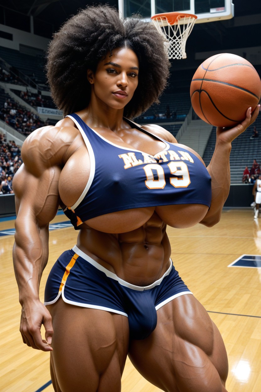 Muscular Female, Basketball, Colossal Breast Shemale AI Porn
