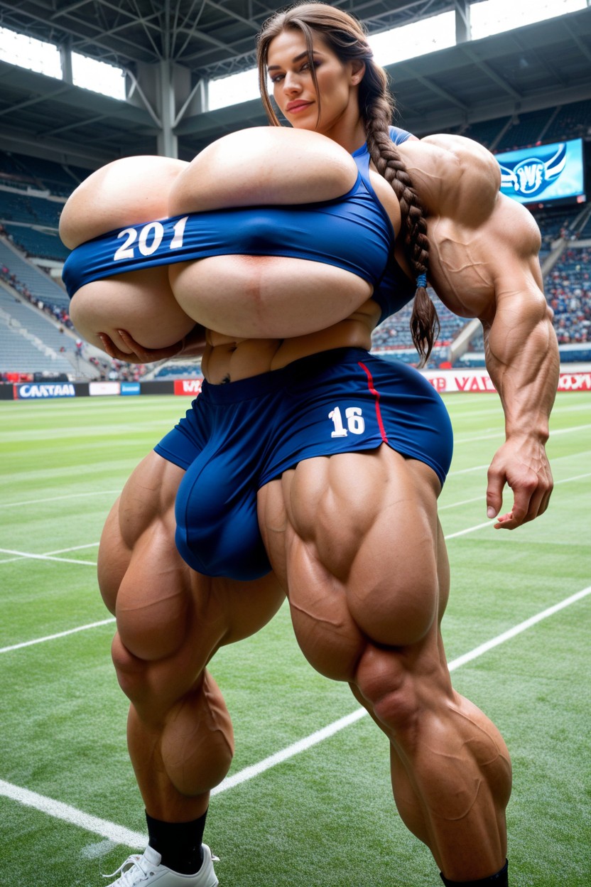 Hyper Gigantic Muscles, Sleeveless Jersey, Gigantic Abdominal Obliques Shemale AI Porn