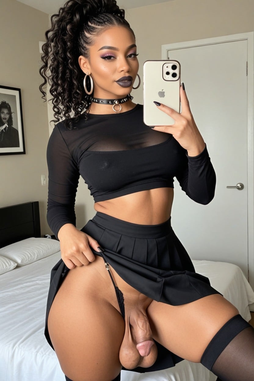 Flaccid Penis, Curly Hair, Medium Breast Shemale AI Porn