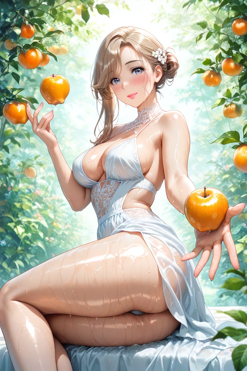Perfectly Spherical Breast Shape, 20+, Oiled Body AI Porn