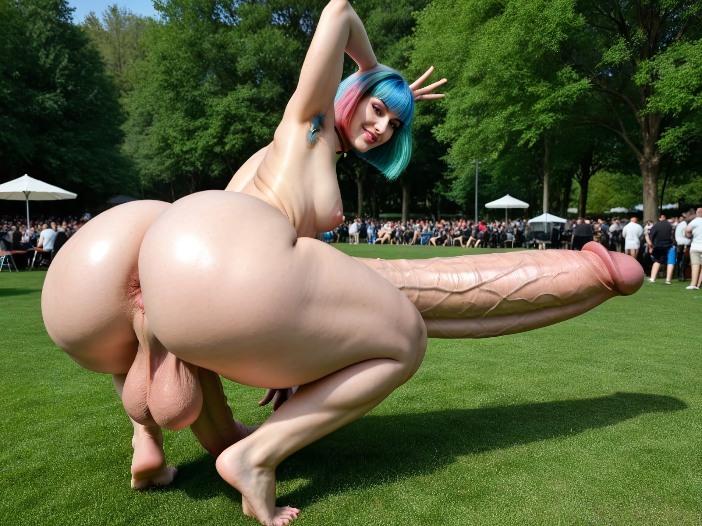 Disgustingly Large Penis, Hyper Gigantic Dick Growth, Full Body Shot Shemale AI Porn