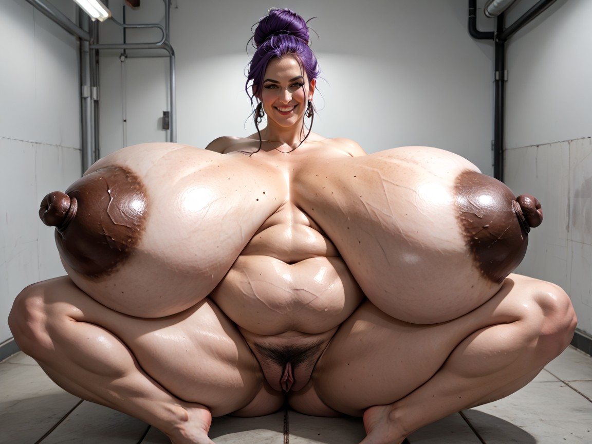 Purple Hair, Breast To Body Ratio Multiply Sizex, Bulging Varicose Tit Veins BBW AI Porn