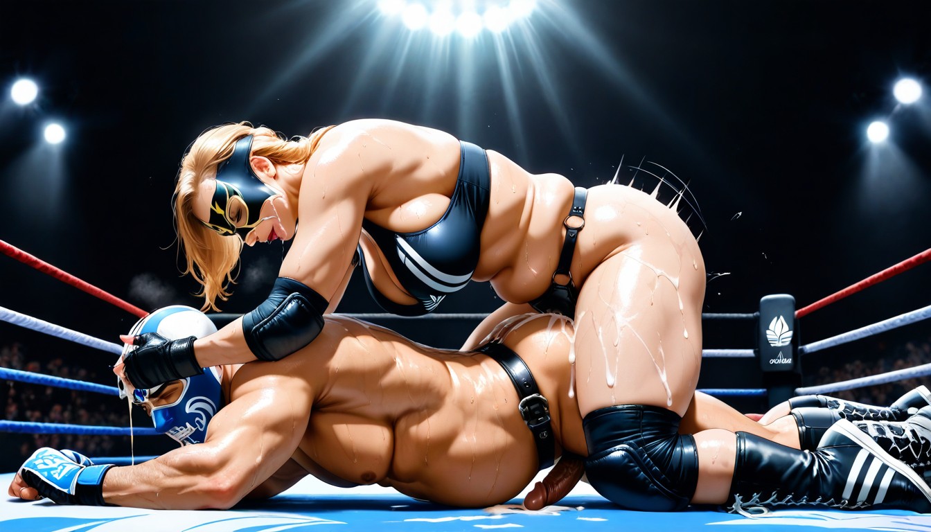 Three White Stripes, Wrestling Ring, Lots Of Cum AI Porn