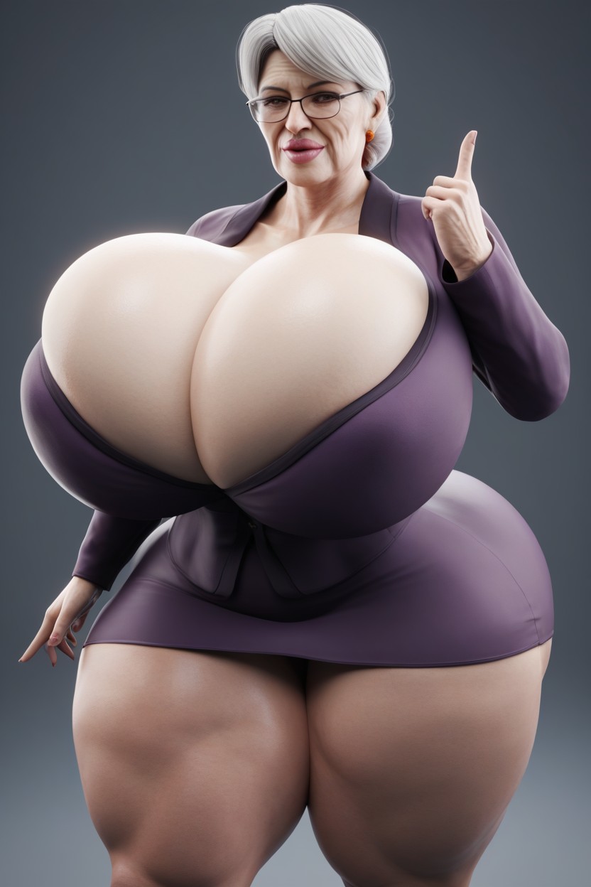 Extremely Large Ass, Extreme Massive Thick Round Lips, Purple Clothes AI Porn