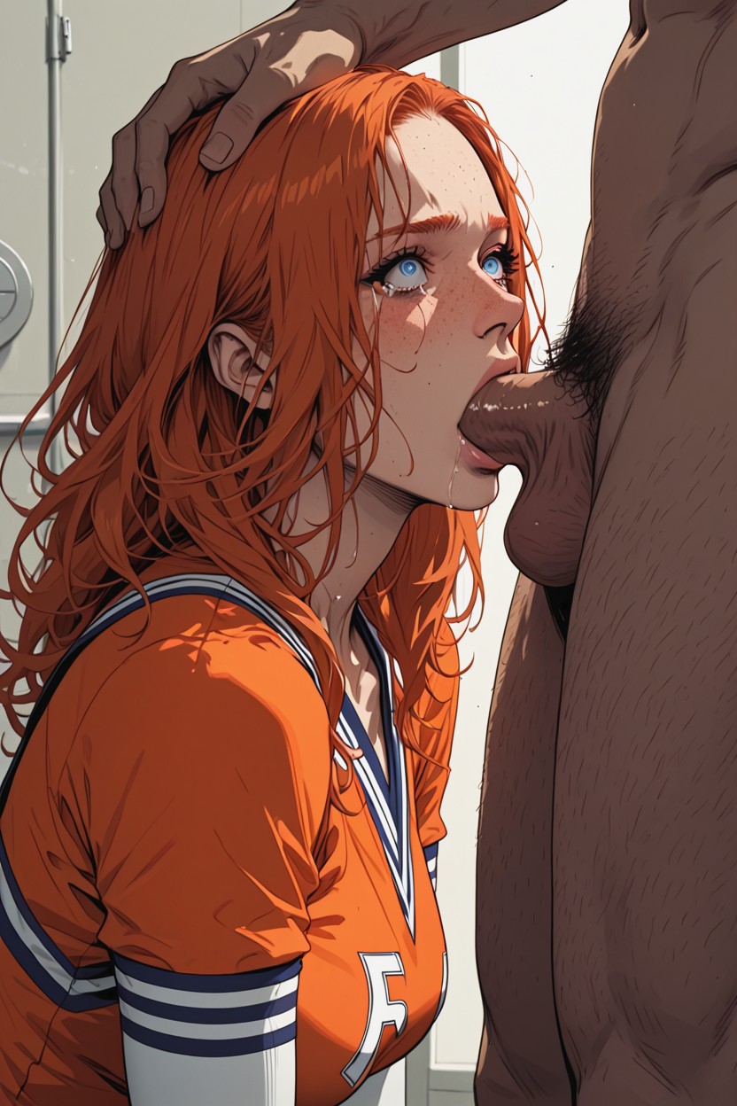 Orange Cheerleader Outfit, 18+, Perfect Anatomy Hentai AI Porn