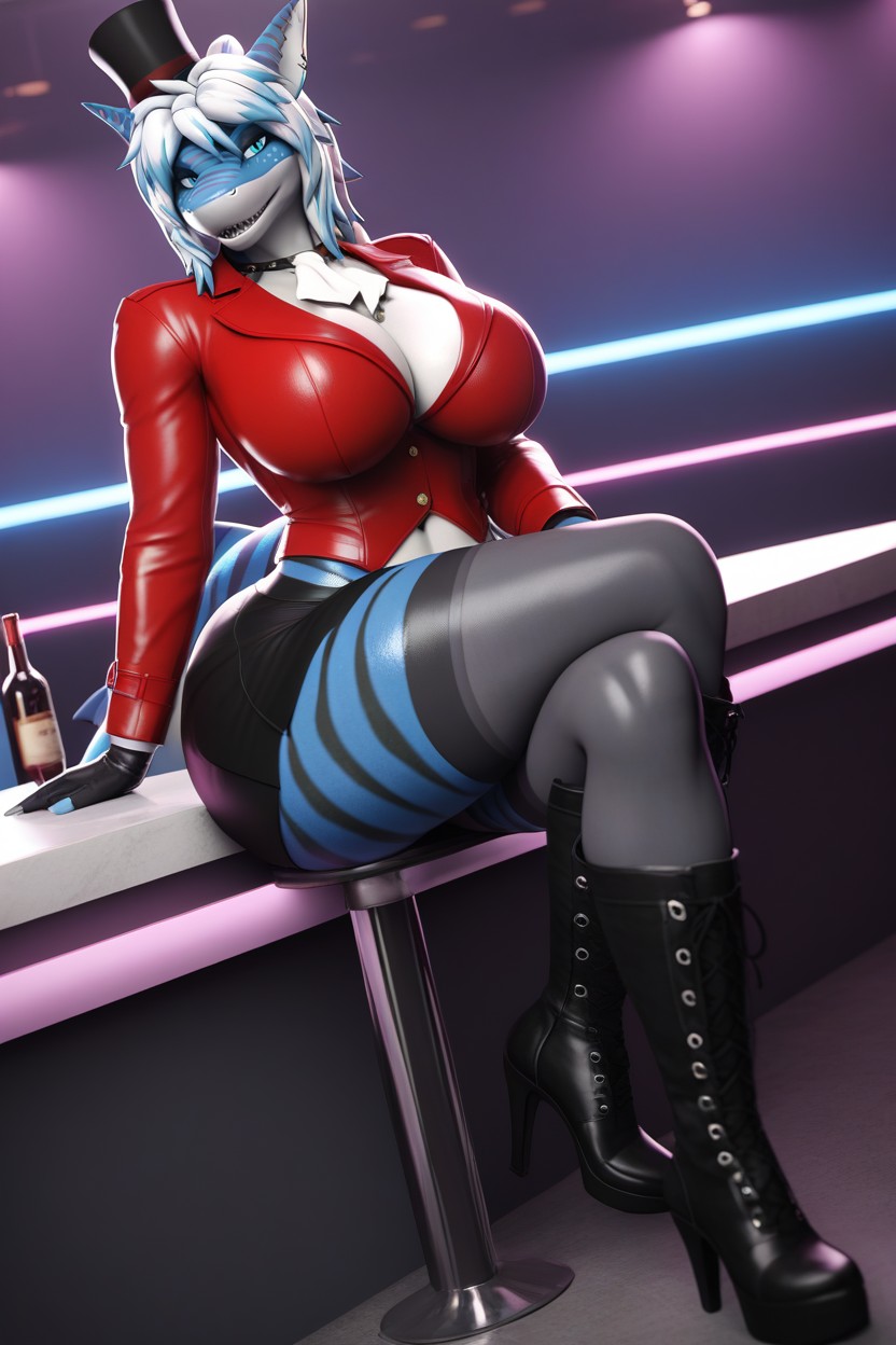 Shark, White Ascot, Top Hat Furry AI Porn
