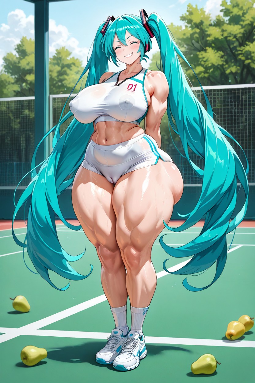 Severe Wide Hips, Sneakers, Extremely Snacthed Waist AI Porn