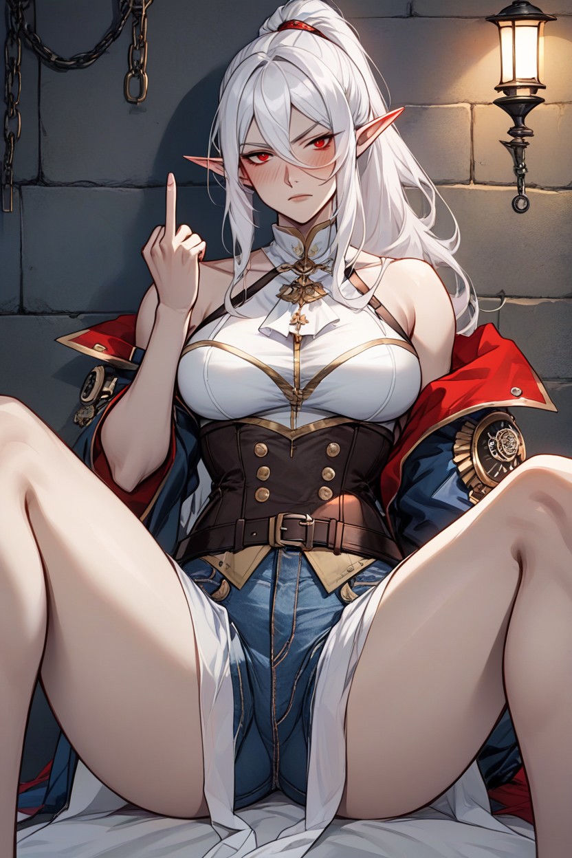 White Hair, Long Length, Elf Ears AI Porn