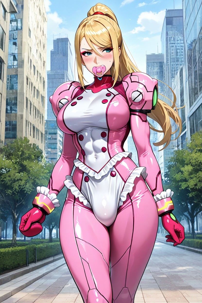 Adultpacifier In Mouth, Ponytail, Curvy Body AI Porn