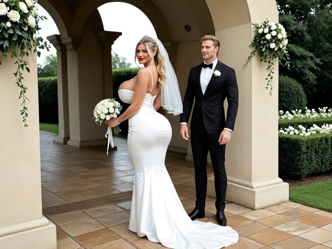 One Person, Outdoors Wedding Venue, Over Spilling Breasts AI Porn