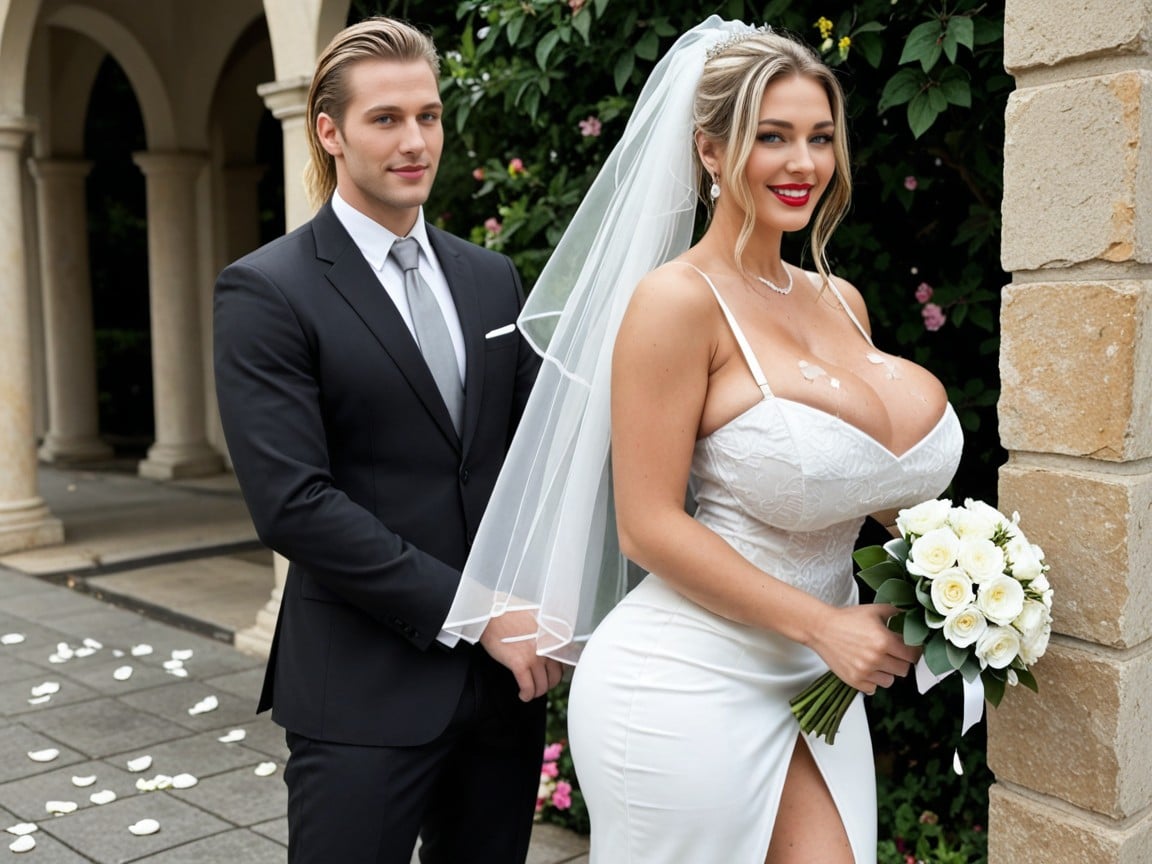 Form Fitting Clothes, Large Round Breasts, White Petals Falling In The Background AI Porn