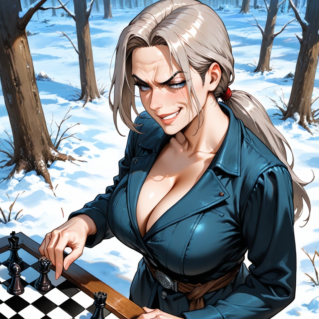 Cleavage, Grass, Kajiman Art Style Hentai AI Porn