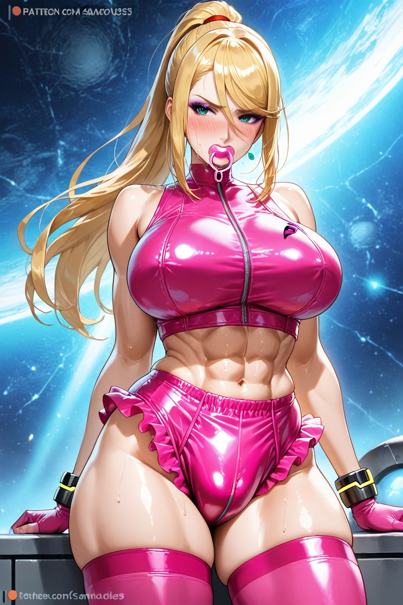 Wearing Bright Pink Outfit, Curvy Body, Samus From Metroid AI Porn