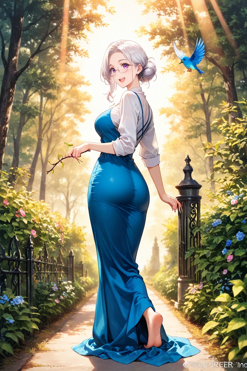 Medium Breasts, One Woman, Surprised Laugh And Big Smile Hentai AI Porn