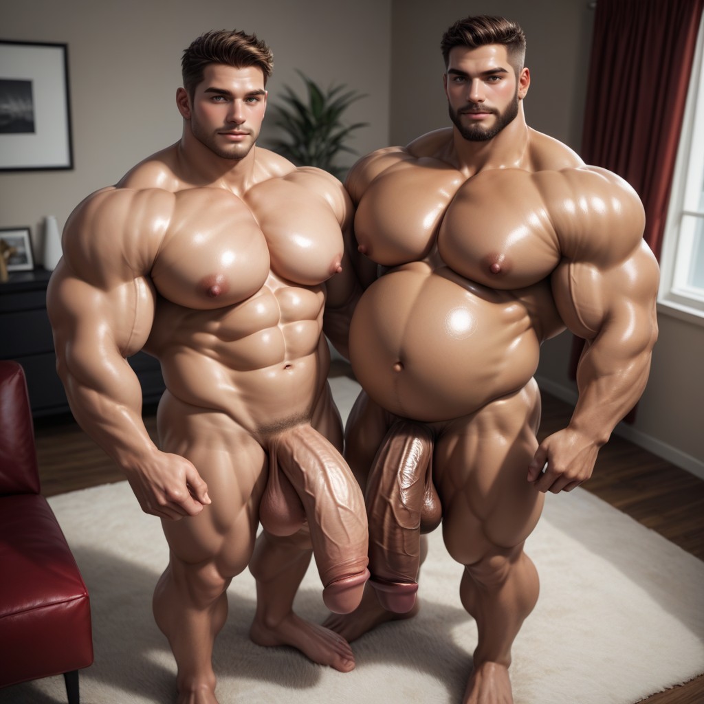 Big Muscles, Medium Length Hair, Clean Shaven AI同性恋黄片