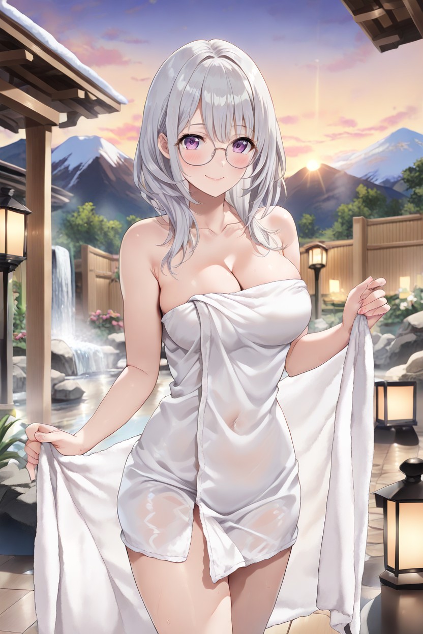 Purple Eyes, She Looks Coy And Seducing, Light Skin Hentai AI Porn