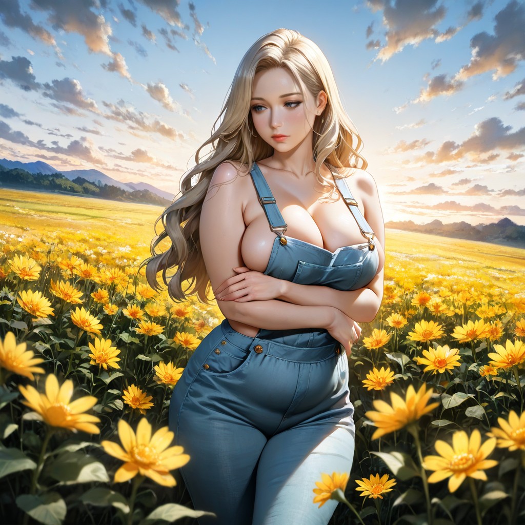 Platinum Blonde, Straight-hair A Handsome Bearded Naked Men, Standing And Hugging AI Porn