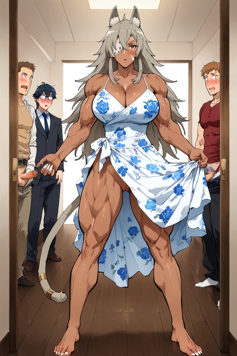 Long White Sharp Nails, White Sharp Toenails, Male Standing Hentai AI Porn