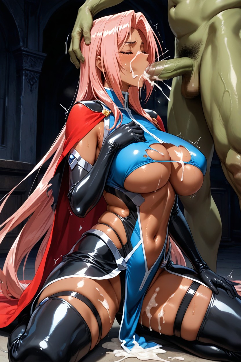 Pink Hair, Ingrid Is A Dark-skinned Woman With Very Long Pink Hair, Blowjob (3rd Person) Hentai AI Porn