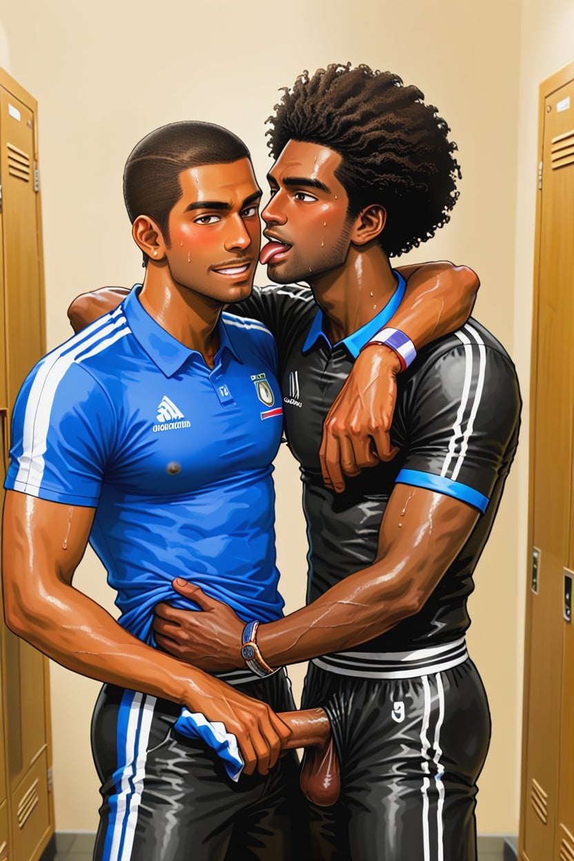 Selfie, Bromance, Interracial Males Bromance Pornografia gay com IA