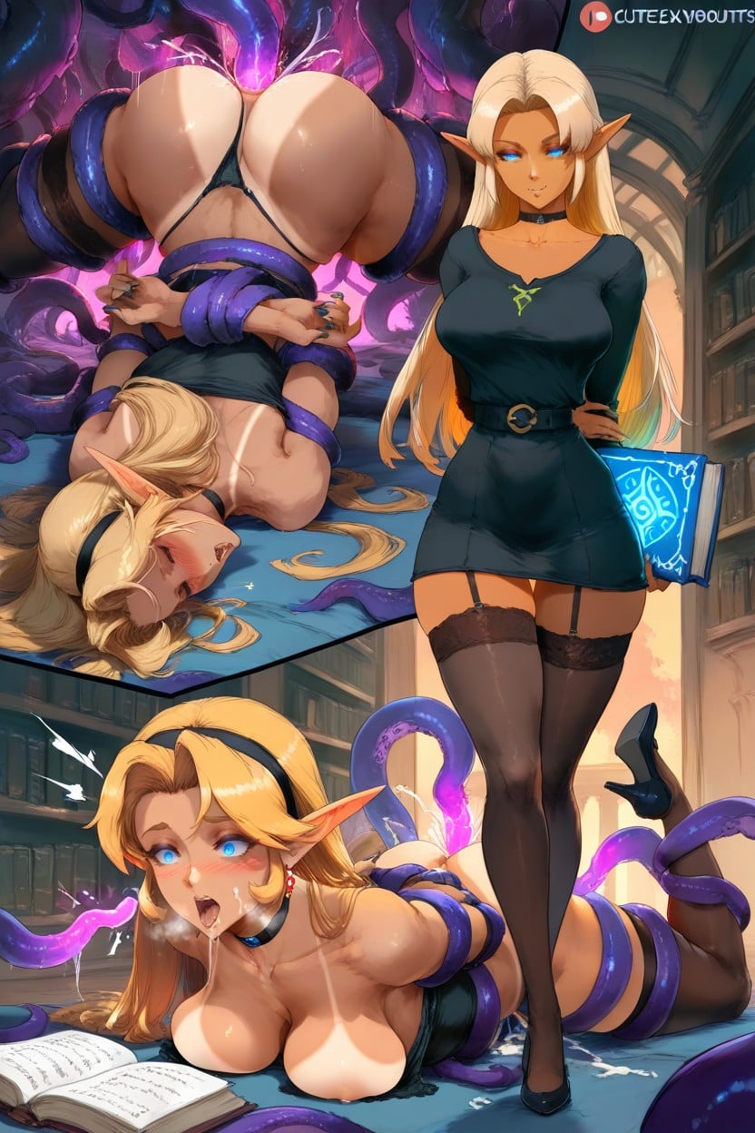 Black Painted Nails, Black Choker, Fake Breasts Hentai AI Porn