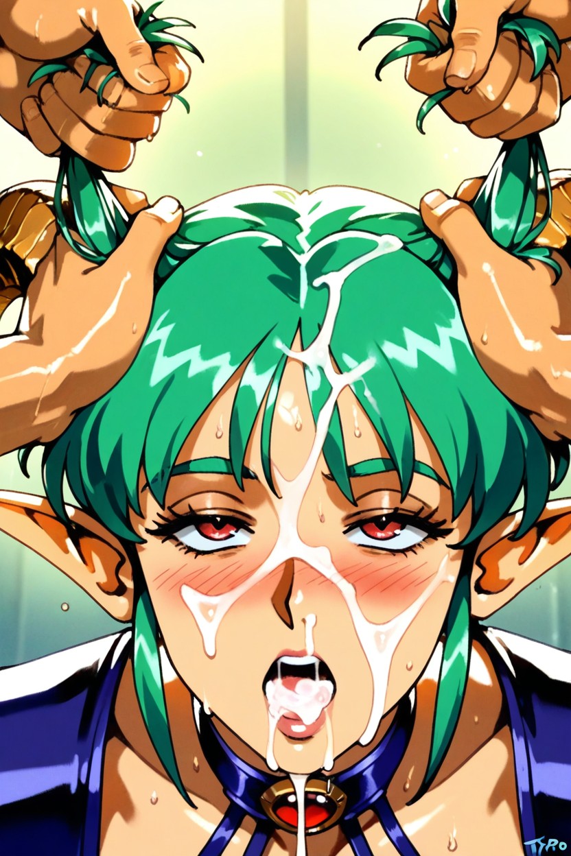 Zoom In Face, Bukkake, Tilt Her Head Back At An Angle Hentai AI Porn