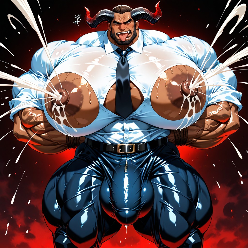 Extremadamente Pesado En La Parte Inferior, Sacar La Lengua, Man Hyper Squishing Milk Man's Boobs Porno gay IA