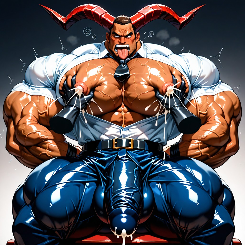 Cara Cansada, Brown Skin, Hyper Pecs Porno gay IA