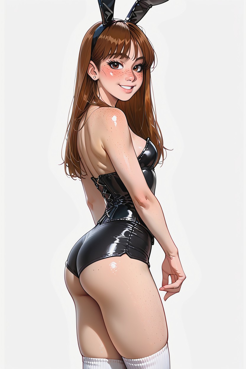 Small Breasts, Solo, Brown Long Hair Hentai AI Porn