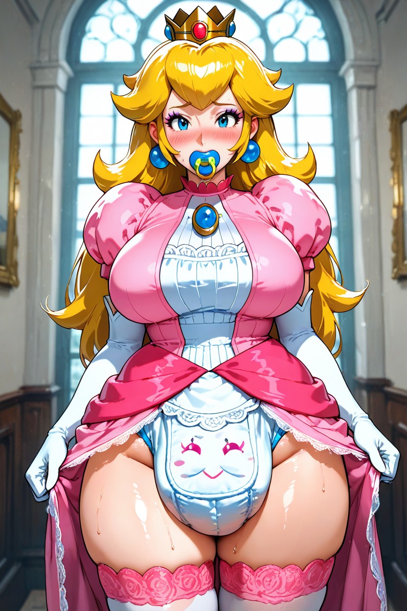 Long Length, Frilly Sleeveless Outfit, Curvy Body AI Porn